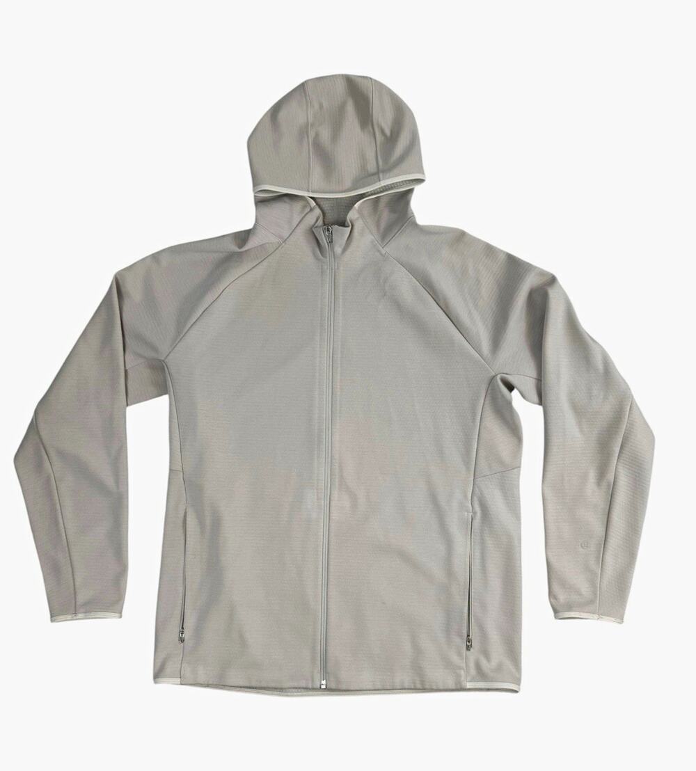 Lululemon Mens XL Dove Gray Gridliner Fleece Full Zip Hoodie Athleisure Gym
